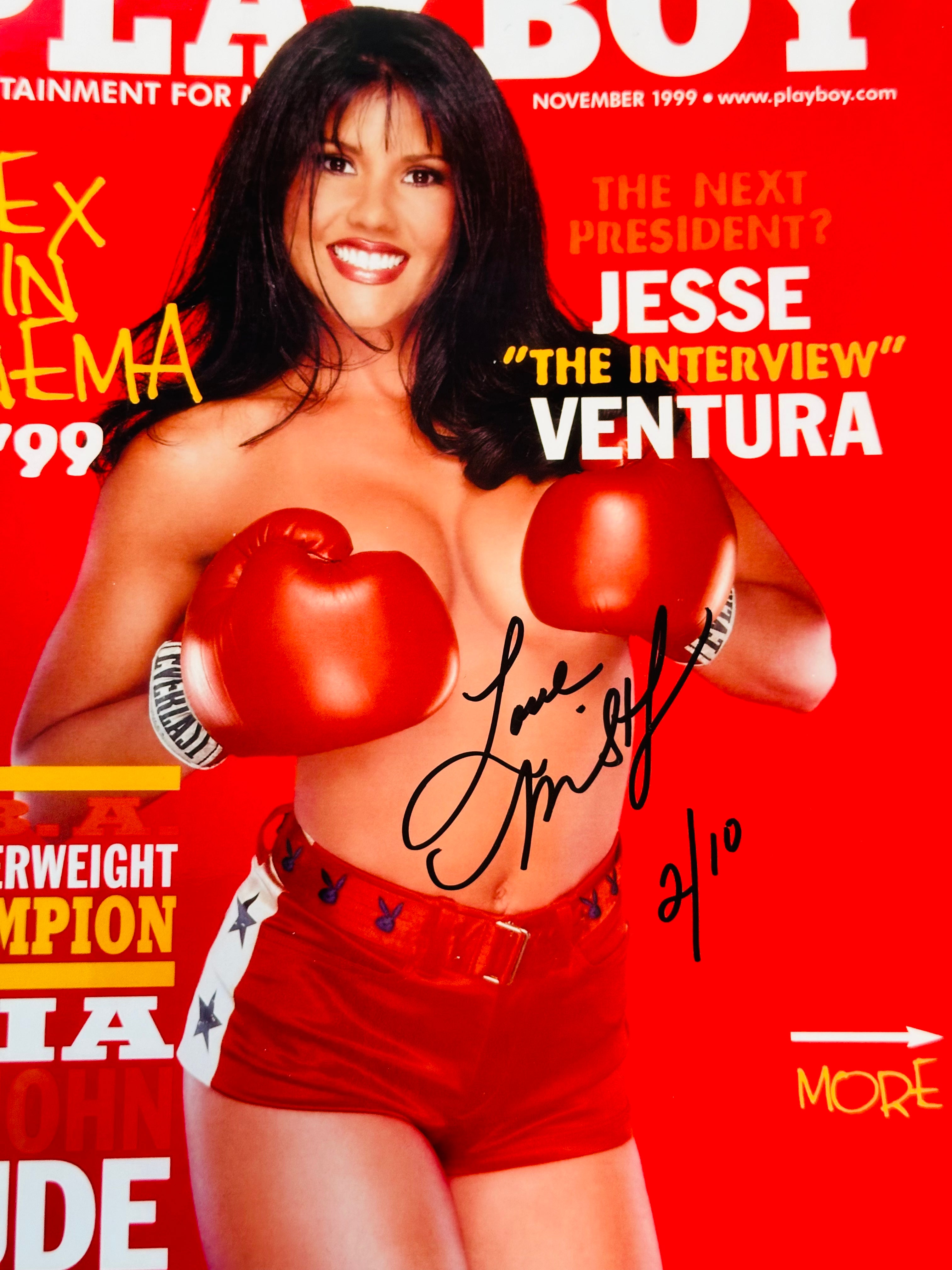 Playboy Playmate and woman boxing champ Mia St.John autographed 8x10 photo with COA 2/10