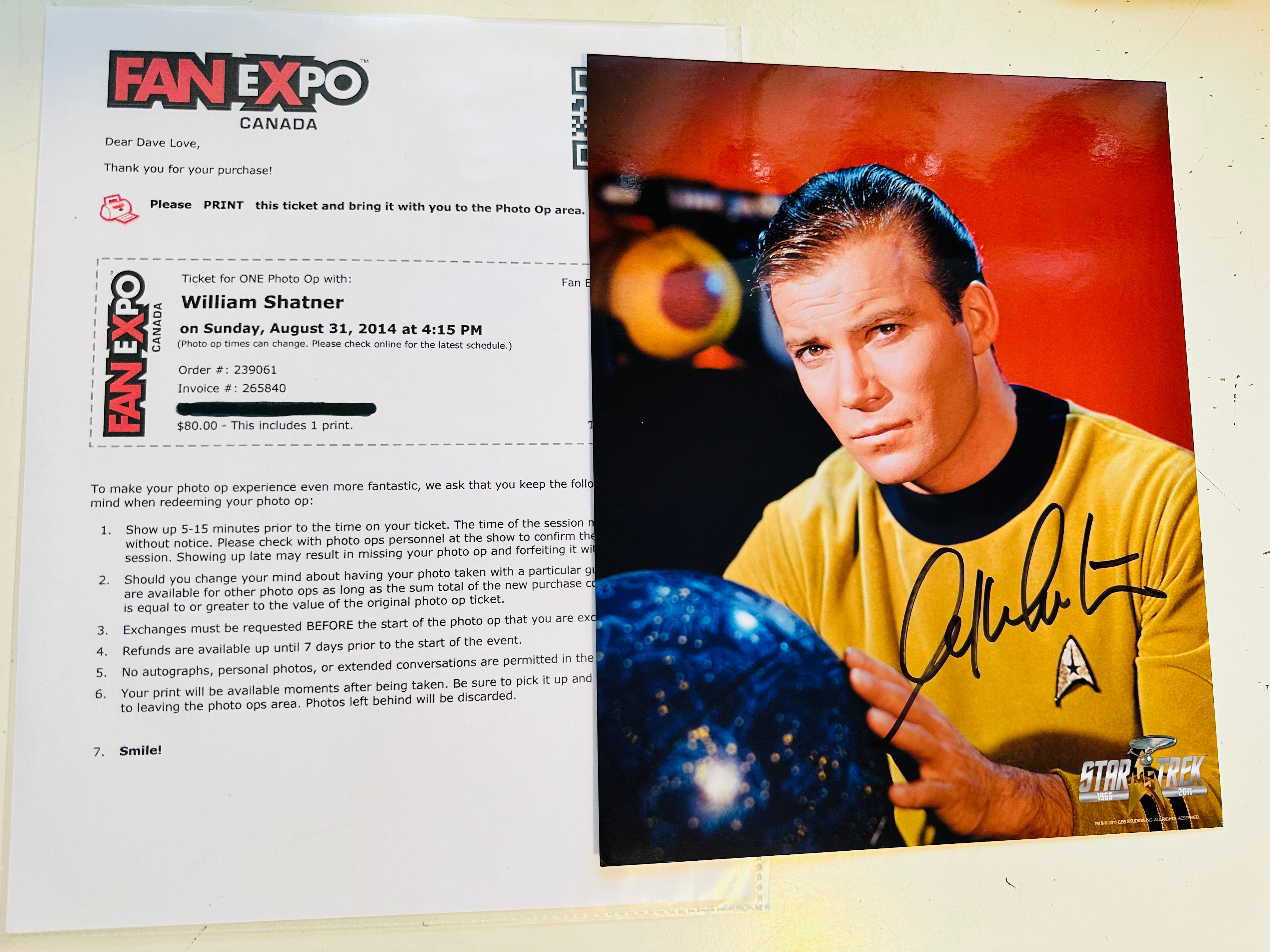 Star Trek legend William Shatner autographed in person photo with Fanexpo COA