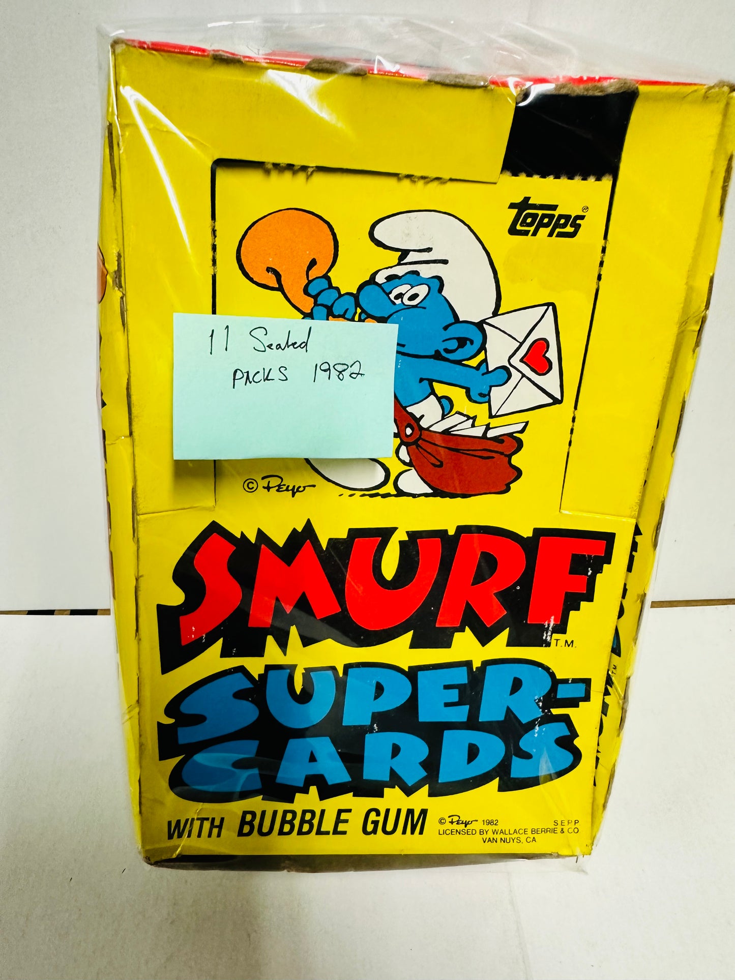 Smurf super cards 11 sealed packs with display box 1982