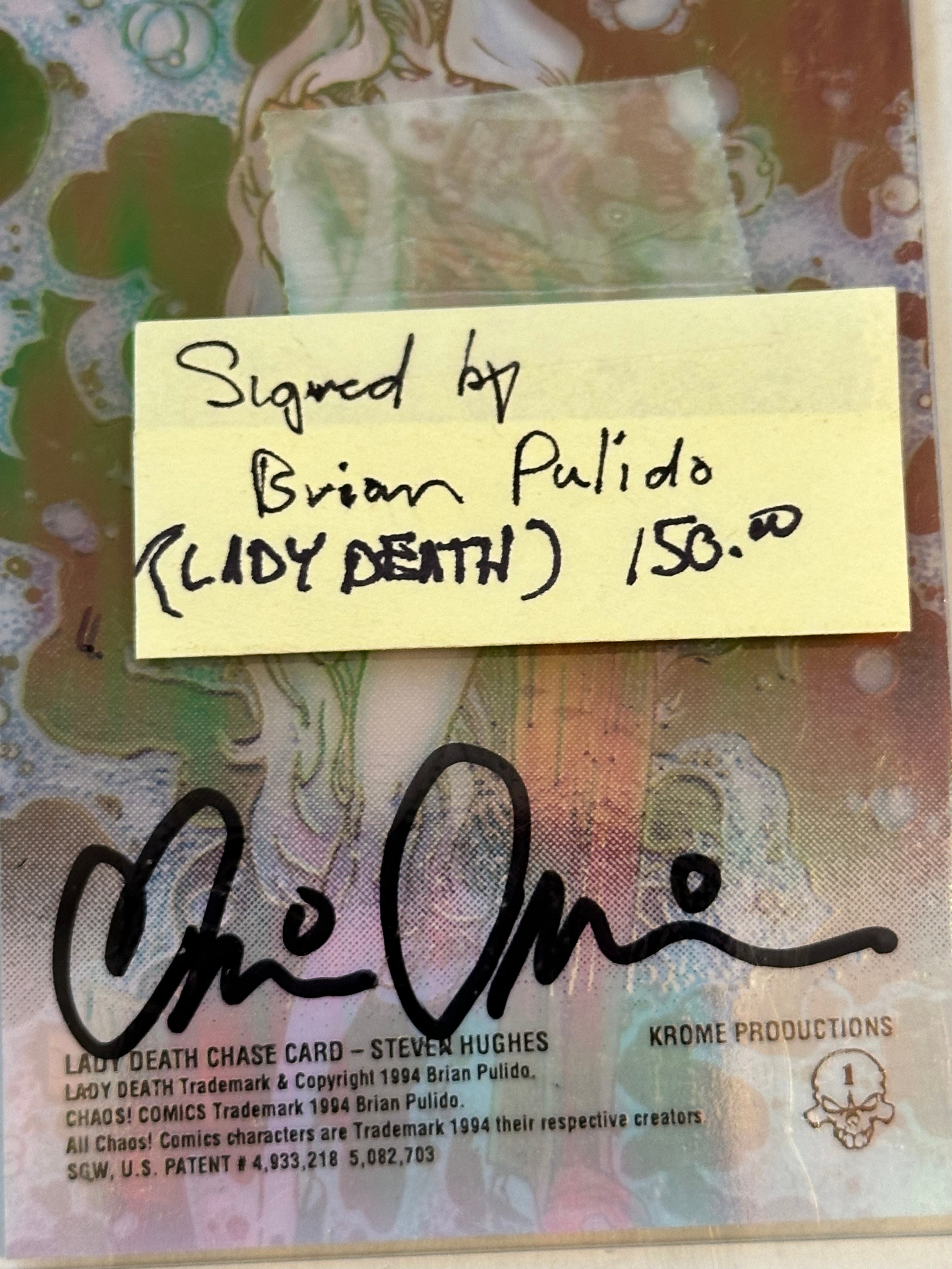 Lady Death Brian Pulido the creator autograph card 1994