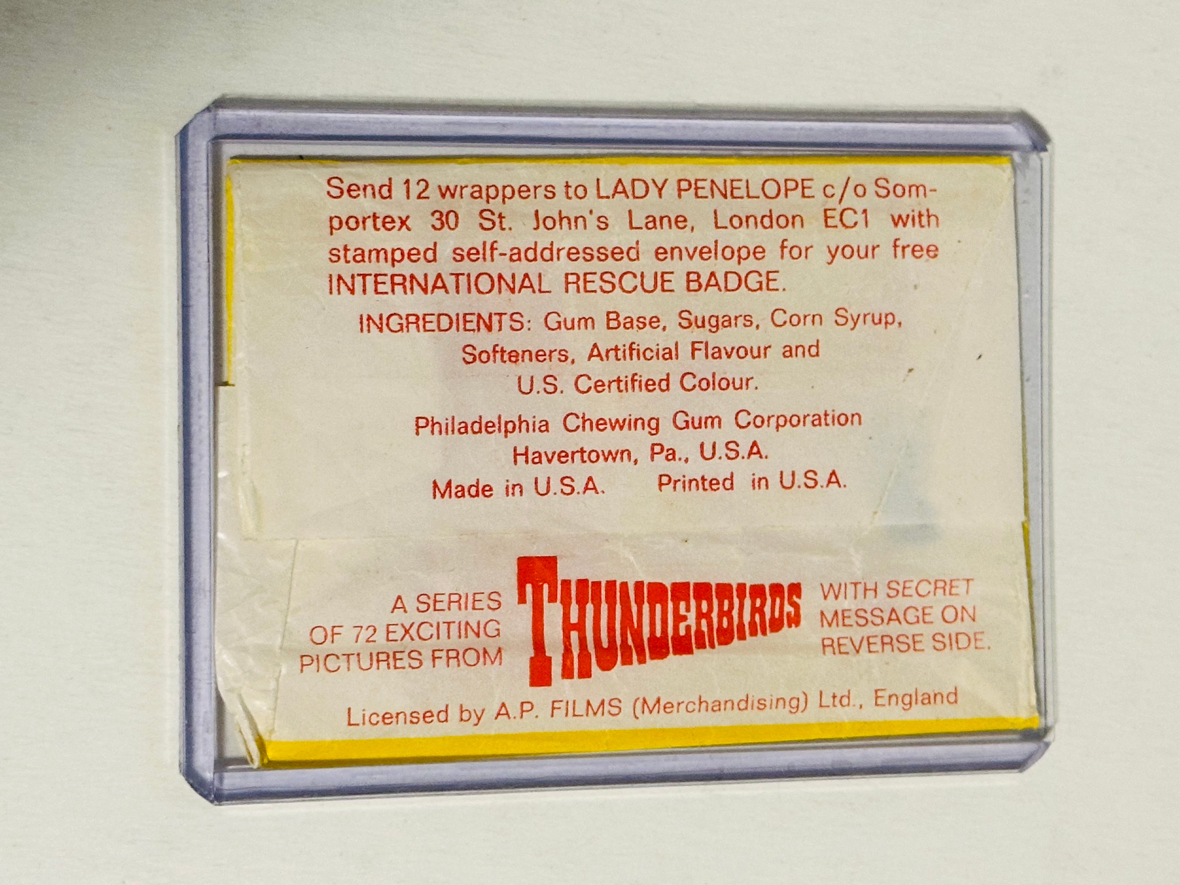 Thunderbirds TV show rare cards wrapper 1965