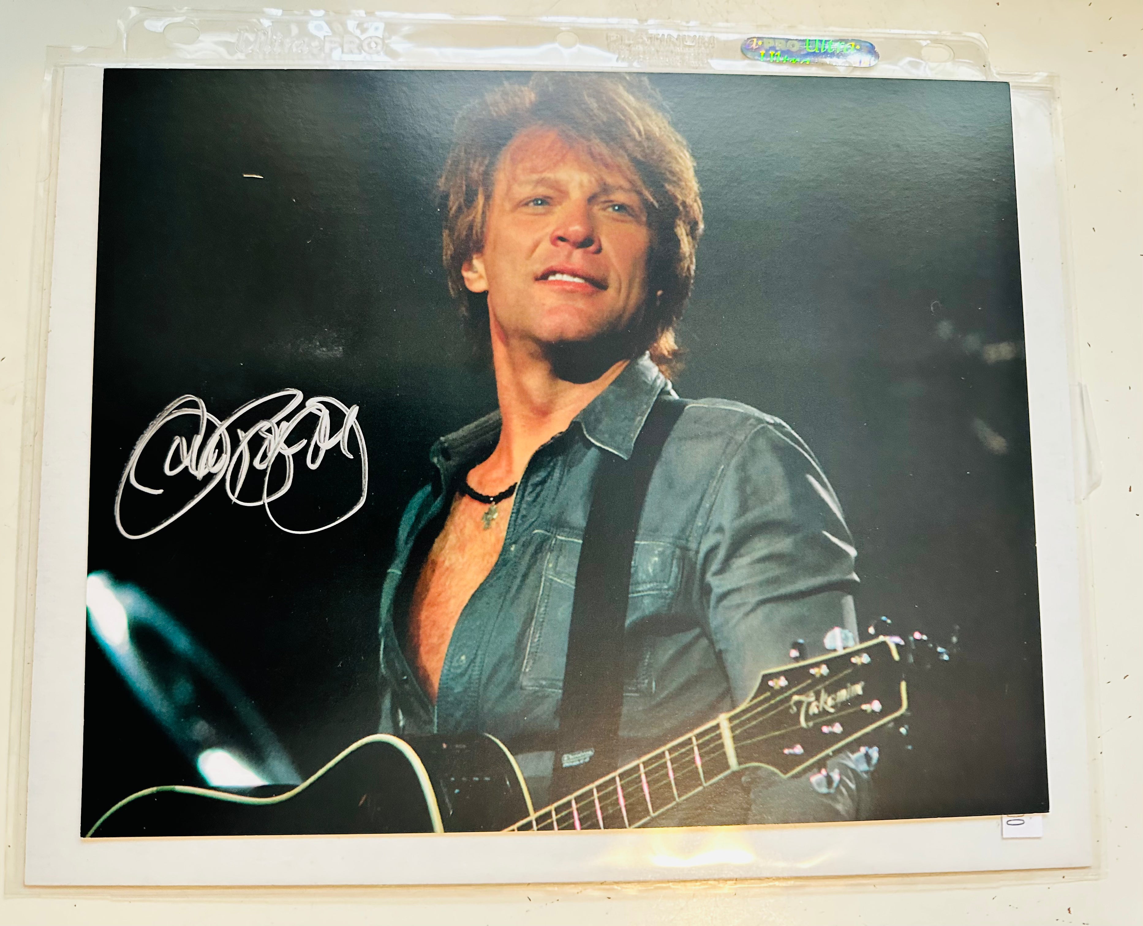 Bon Jovi rare Jon Bon Jovi autographed 8 x 10 photo with original concert ticket sold with COA