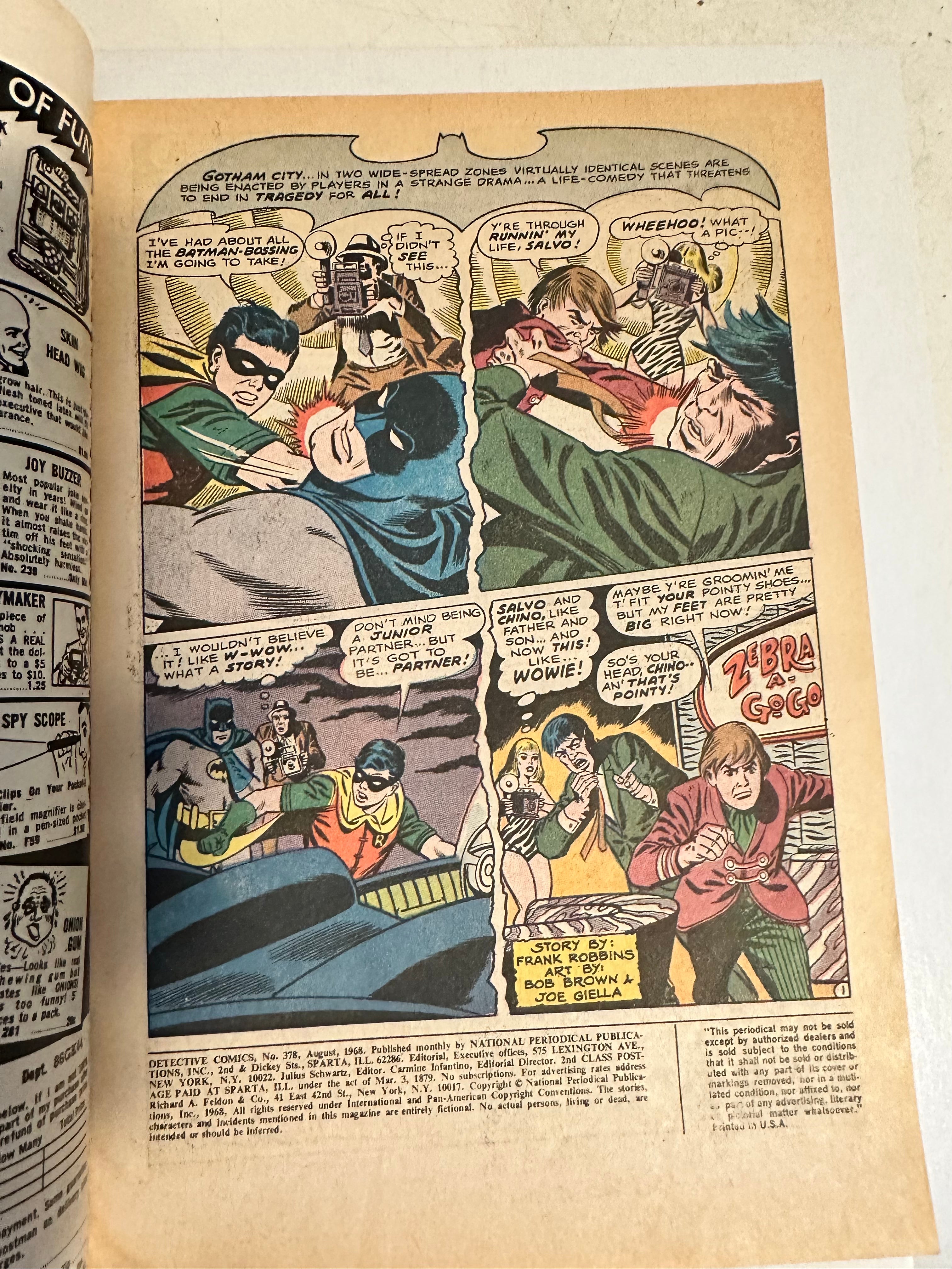 Batman, Detective Comics, number 378, VF condition, 1968