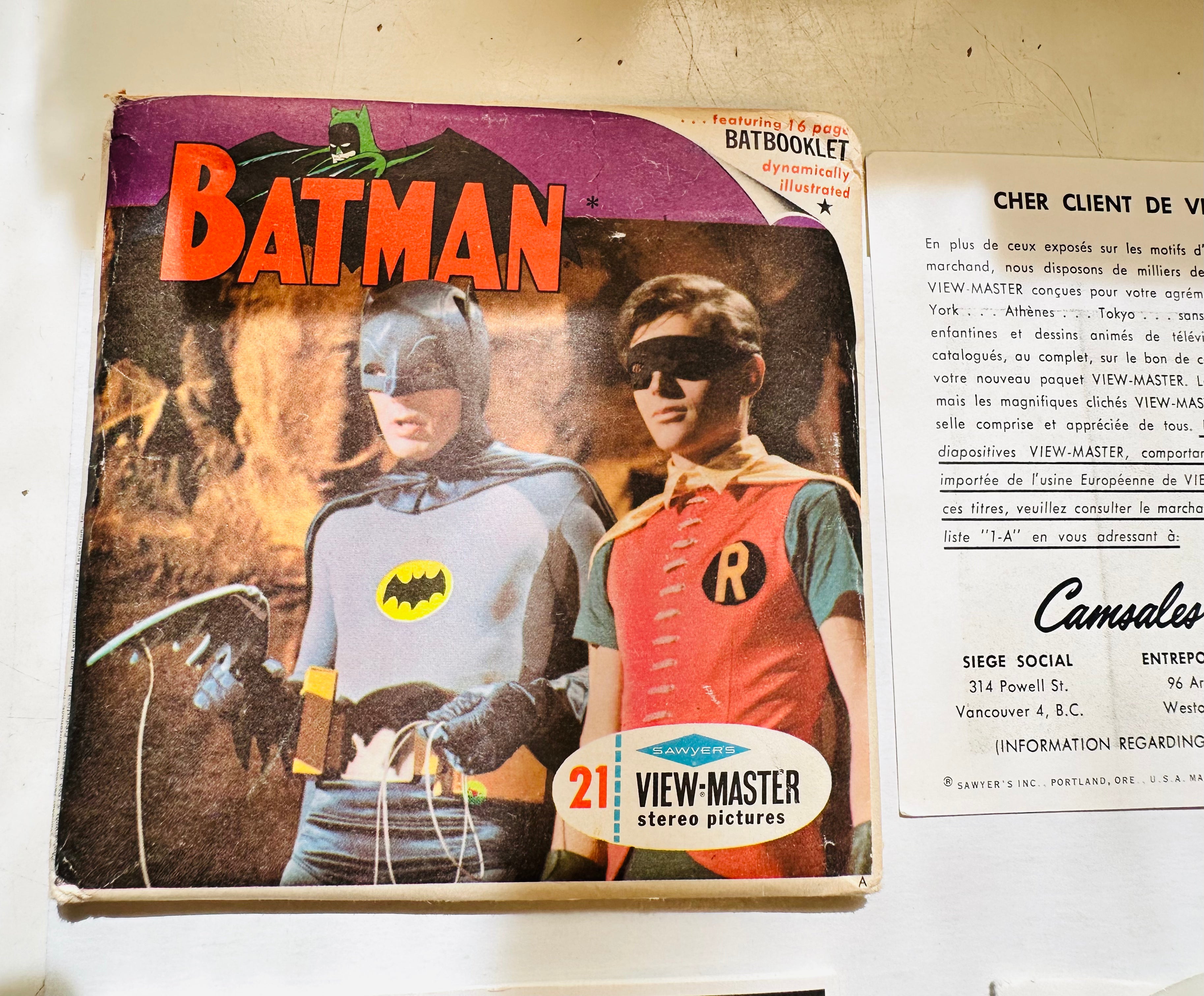 Batman TV series rarer Canadian version View-master 3 reels set with booklet and rare catalog 1966