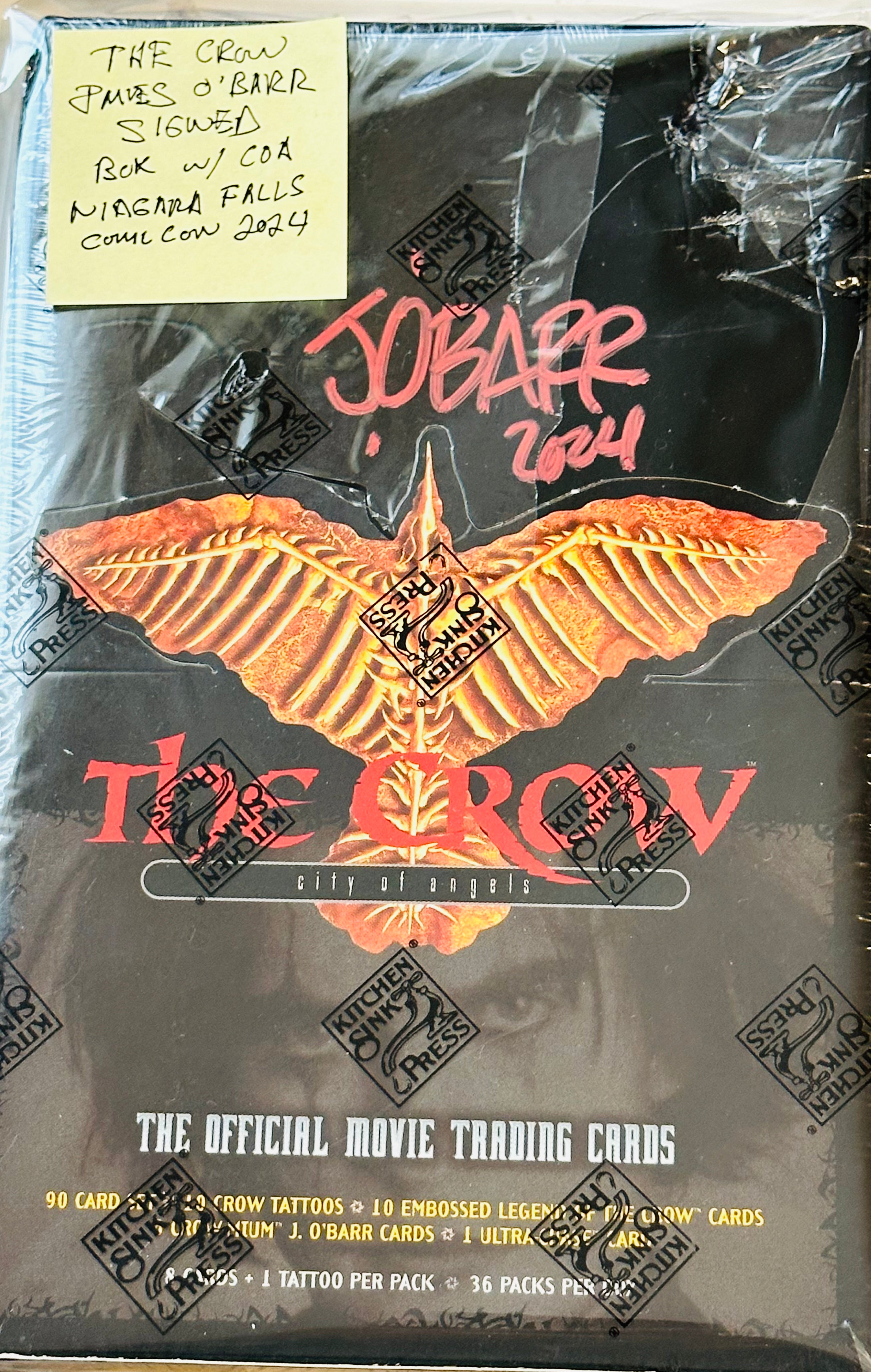 The Crow movie trading cards factory sealed box autographed by the creator, James Obar soldier certificate of authenticity