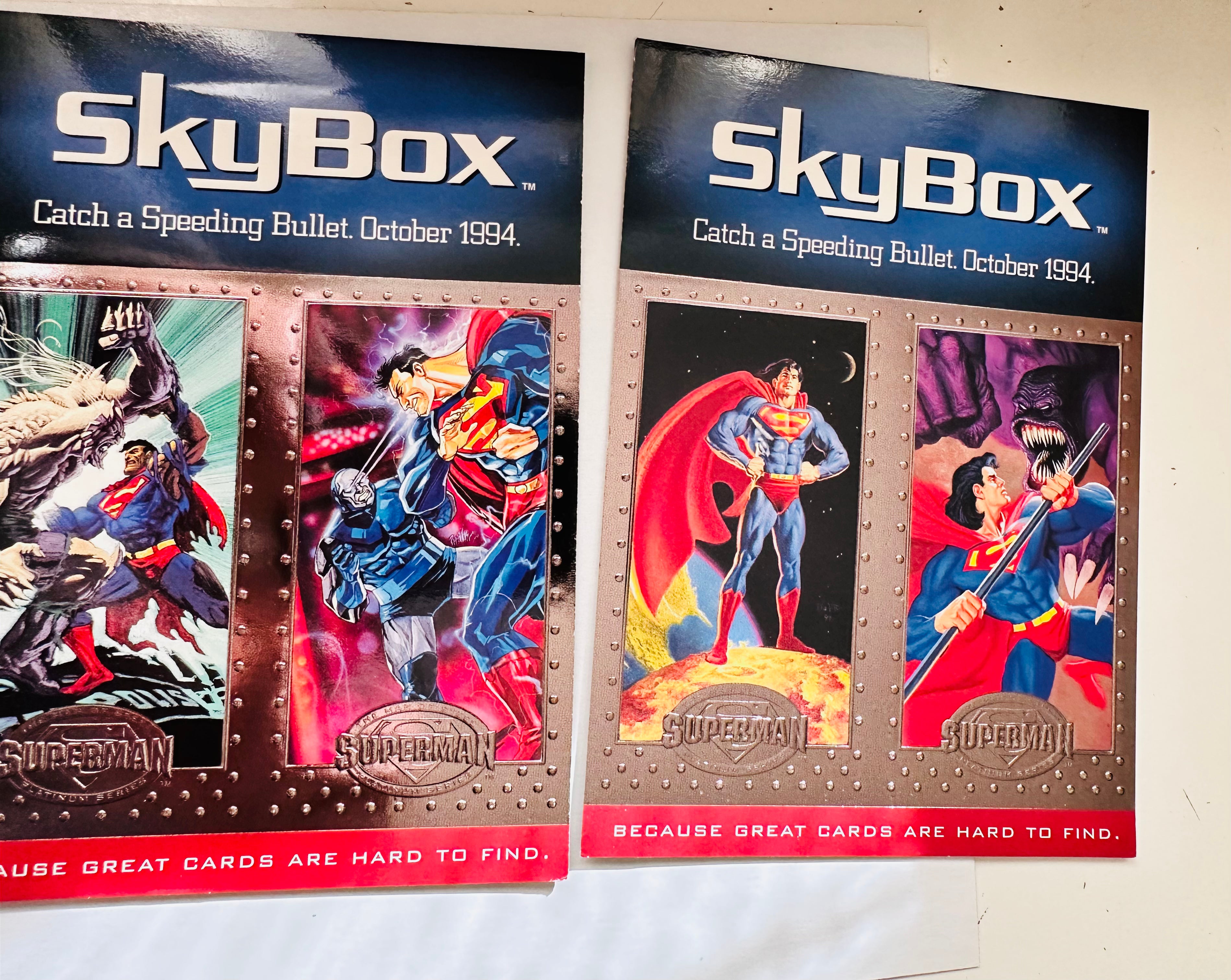 Superman skybox 3 rare uncut cards promo sheets 1994