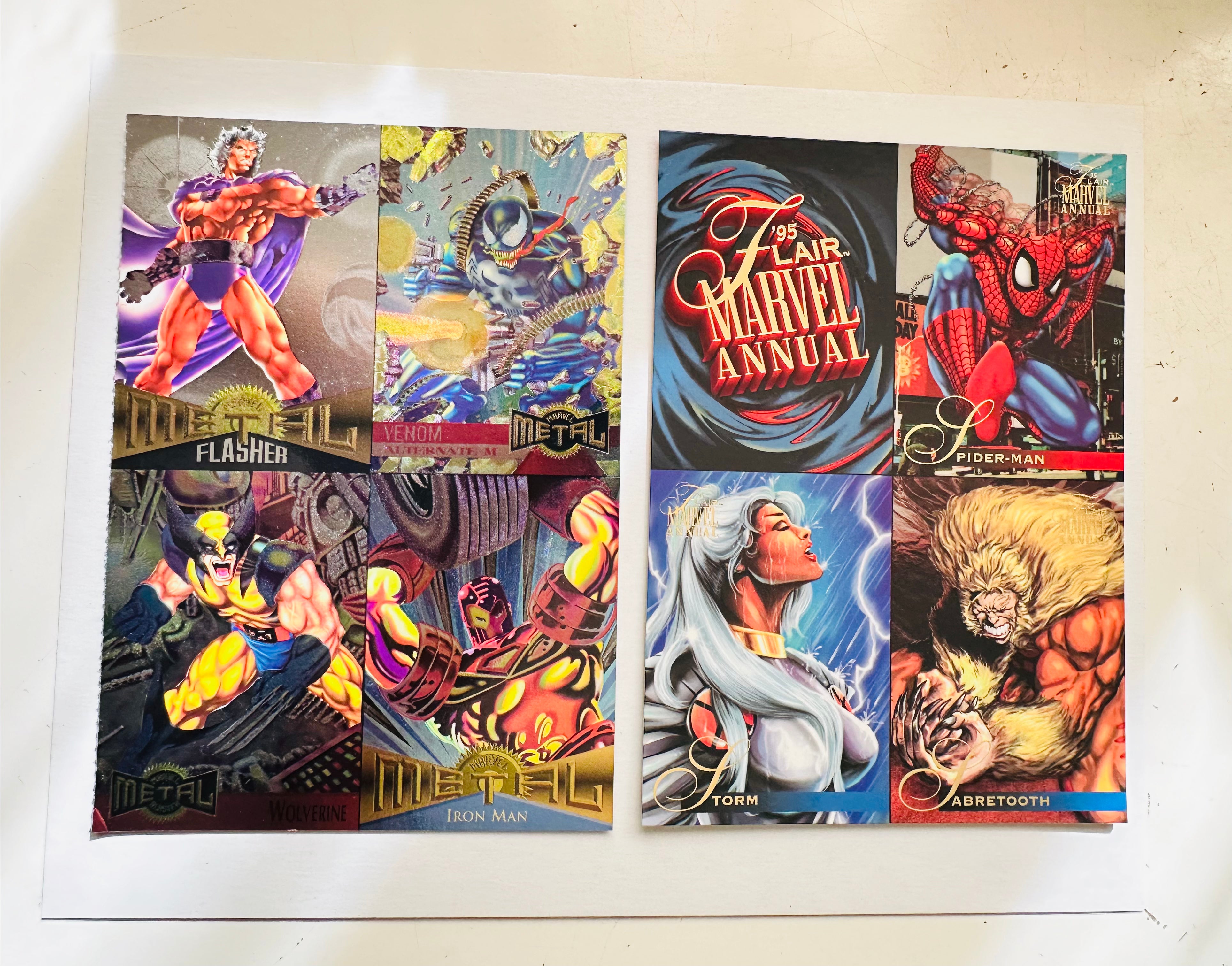 Marvel metal and marvel Flair rare two different uncut card sheets 1990s