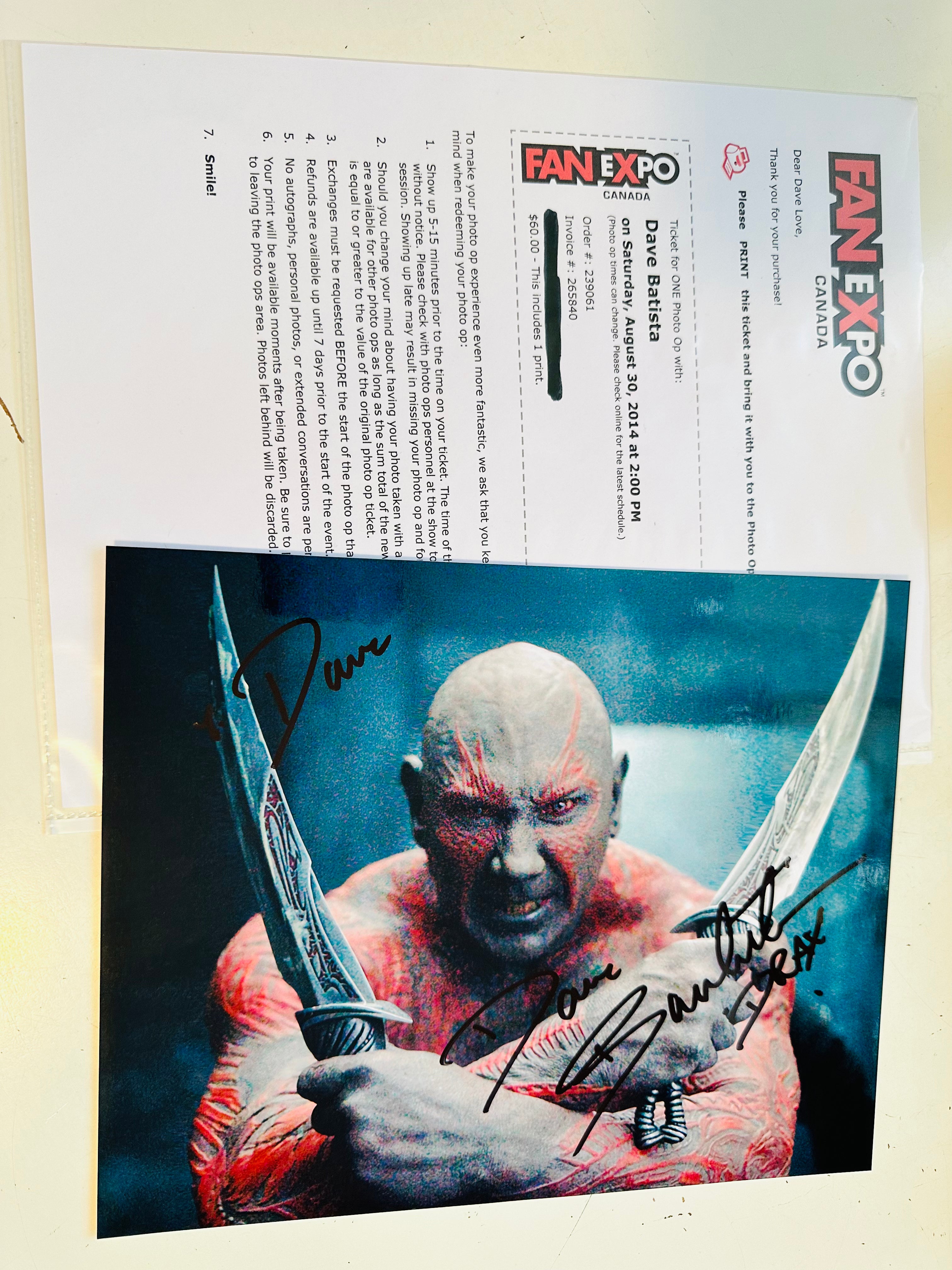 Dave Bautista autographed 8x10 photo signed in August, 2014