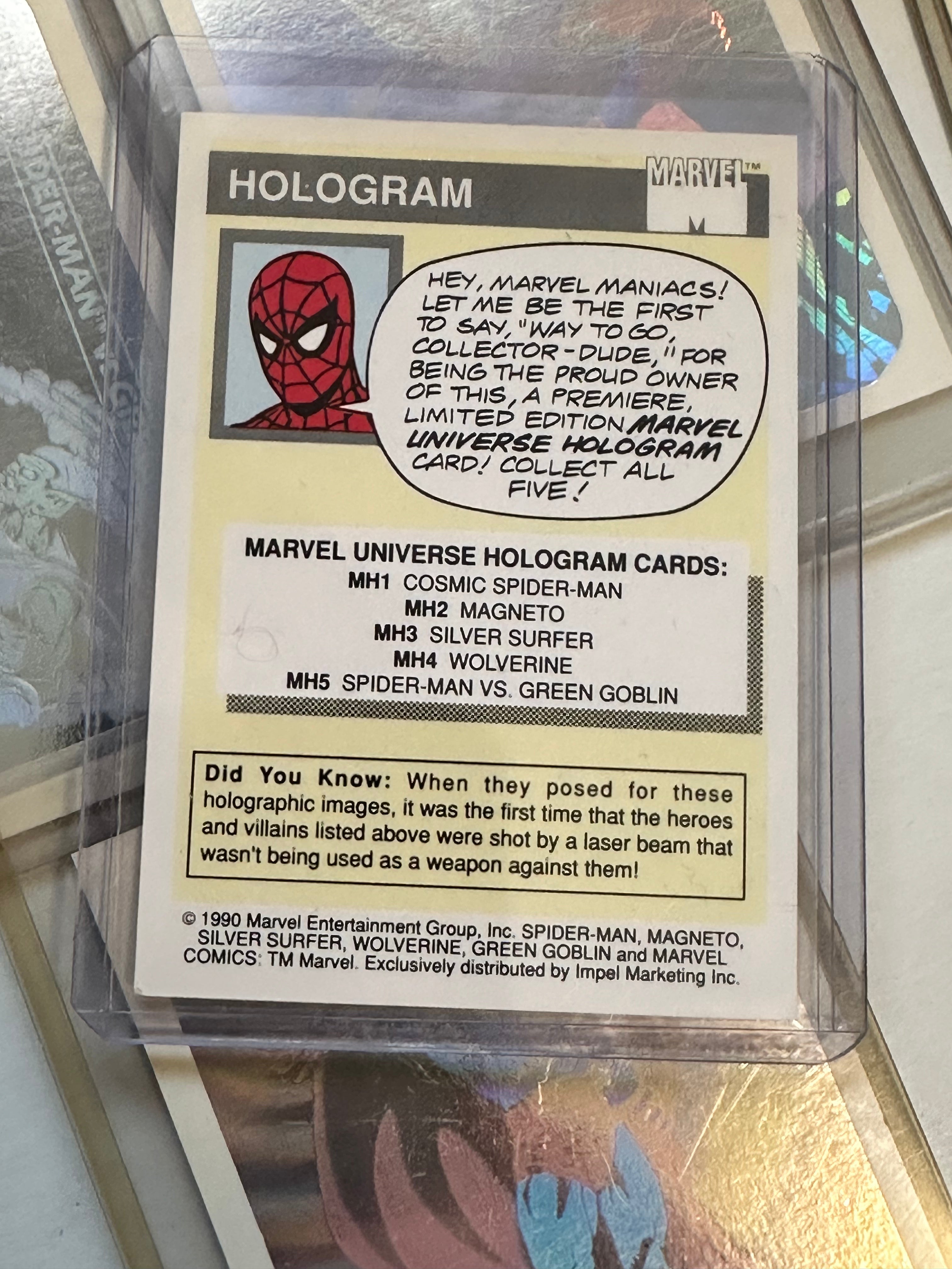 Marvel Universe series 1 rare five cards holograms inserts high grade Marvel Universe series 1 rare five cards holograms inserts high grade