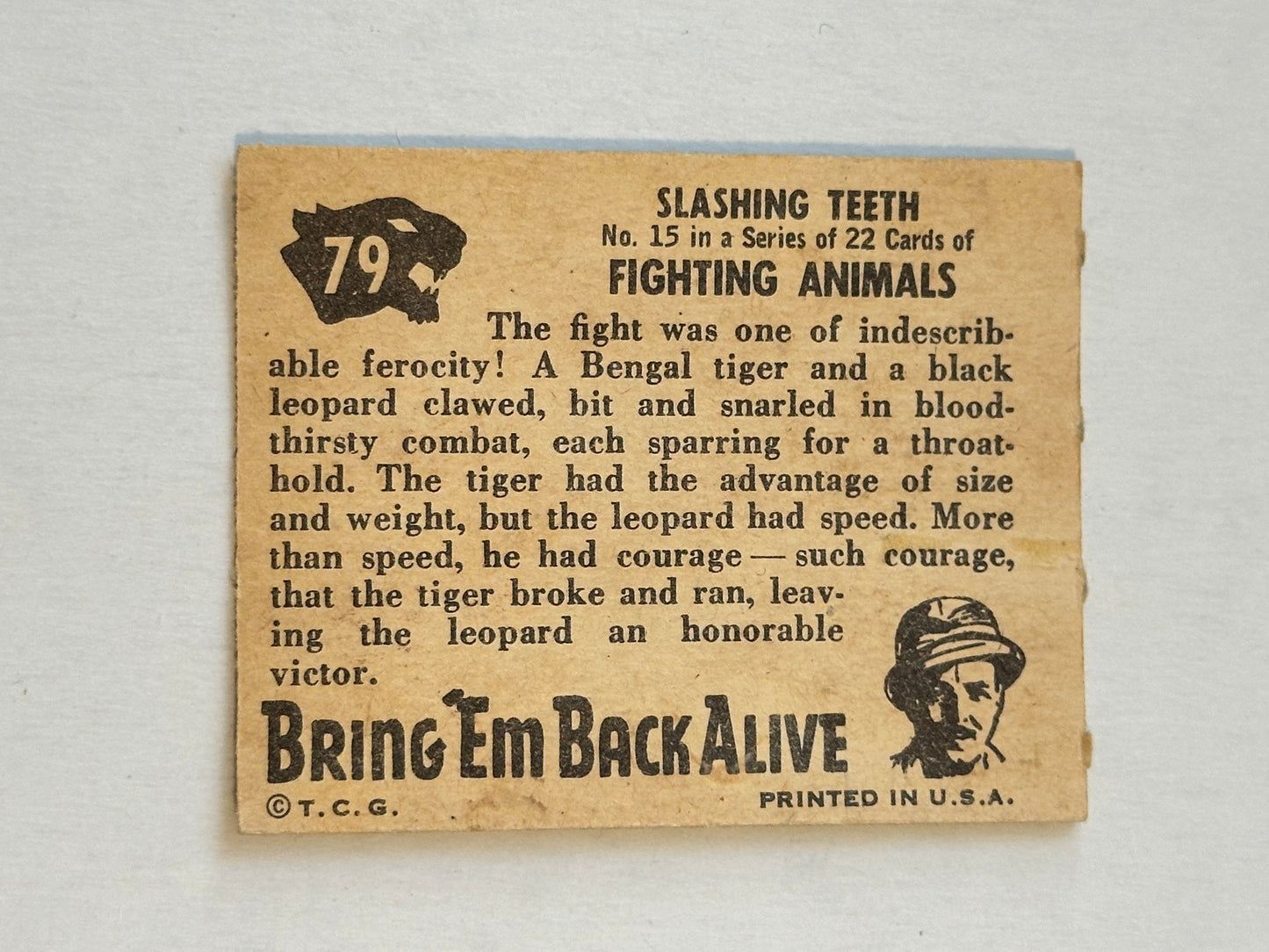 Bring Em Back Alive Slashing Teeth high grade condition Topps card 1950