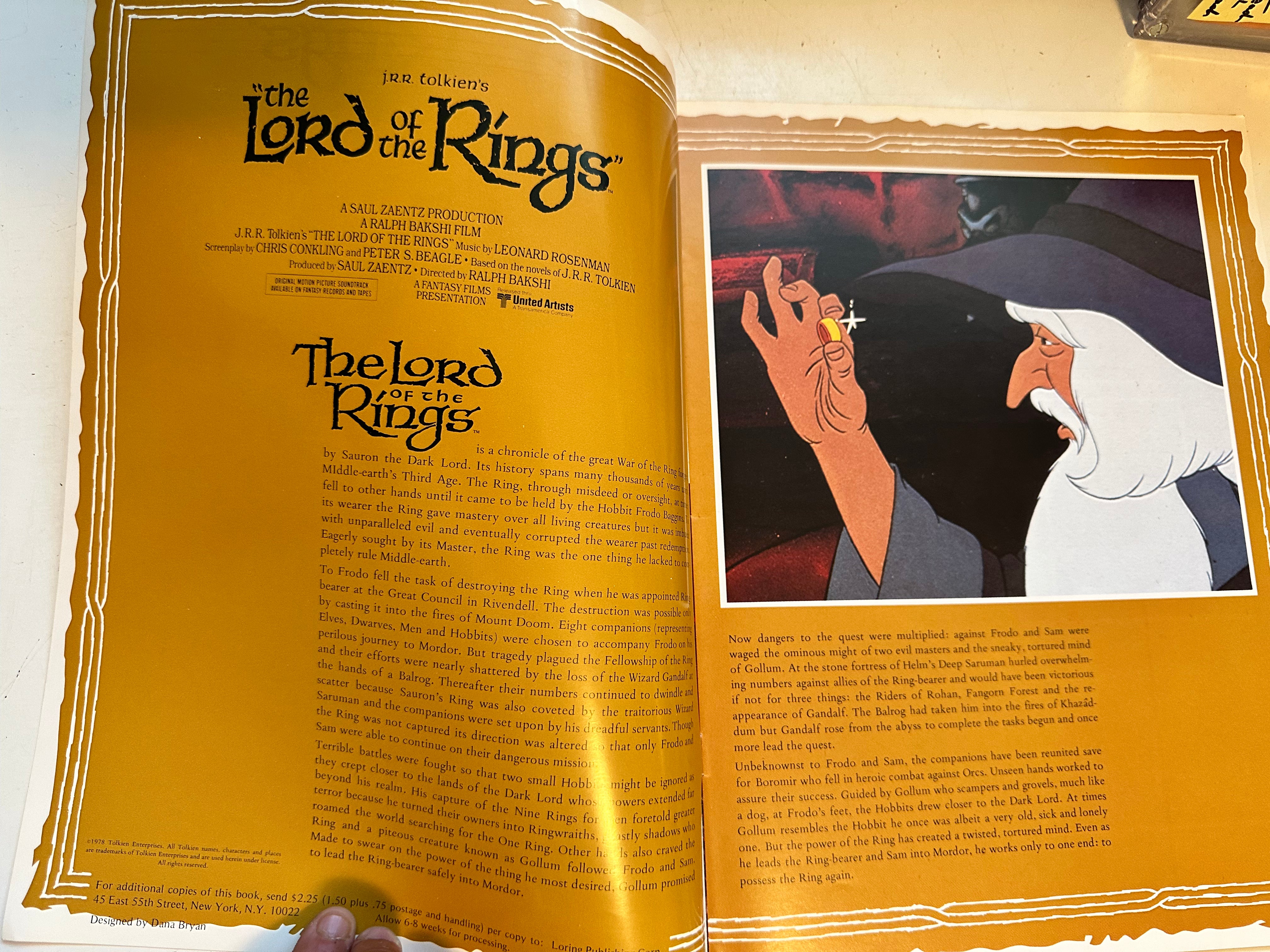 Lord of the Rings animation, rare movie program, 1978